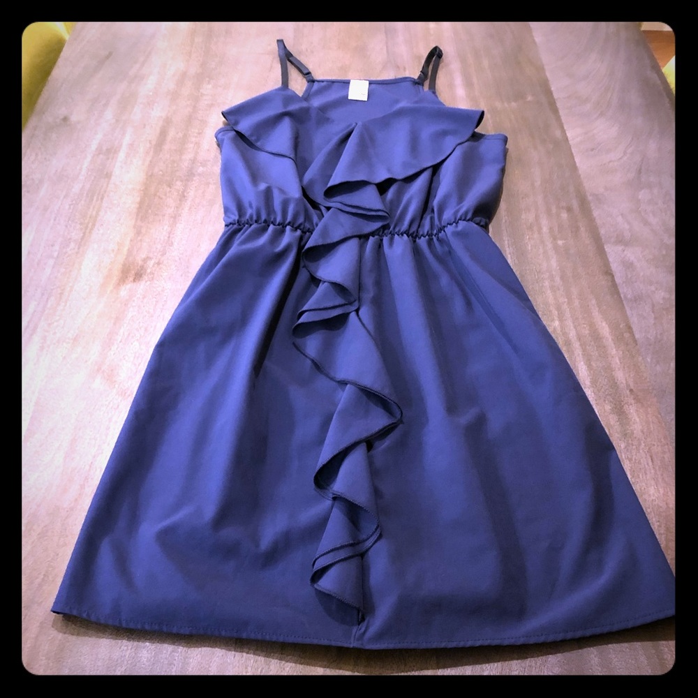 NWOT navy ruffle front party dress